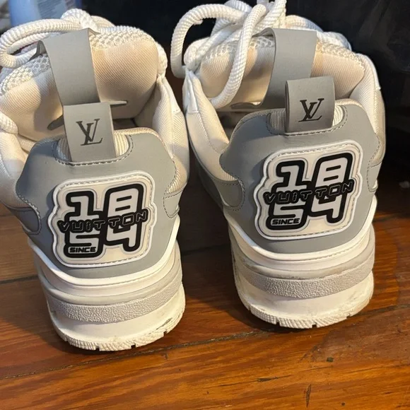 Louis Vuitton White and Gray Men's Sneakers - Picture 2 of 9